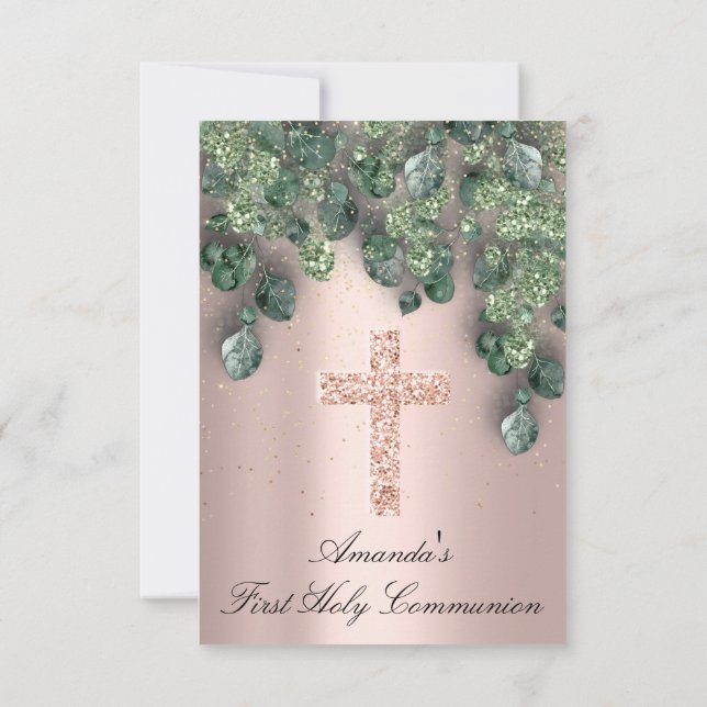 Erste Heilige Kommunion Babtism Christliche Cross  Einladung (Rückseite)