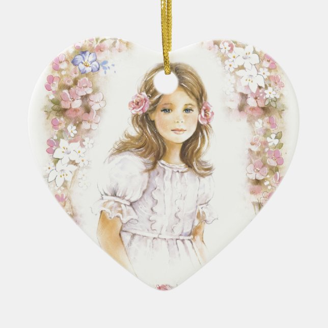 Erste heilige Kommunion, Bestätigungsmädchen Keramikornament (Vorne)