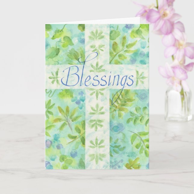 Erste Heilige Kommunion Blauer Kreuz Herzlichen Gl Karte (Orchidee)