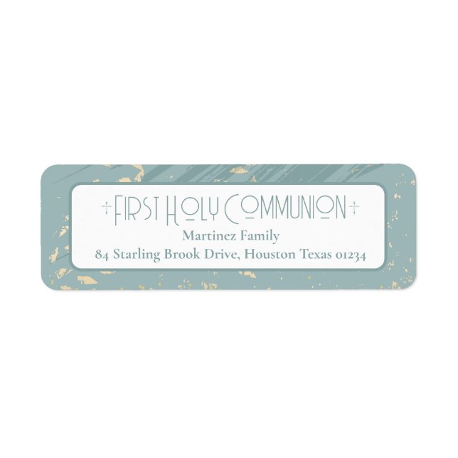 Erste Heilige Kommunion Blue Gold Rücksendeadresse (Vorne)