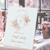 Erste heilige Kommunion boho Blume Pedestal Zeiche