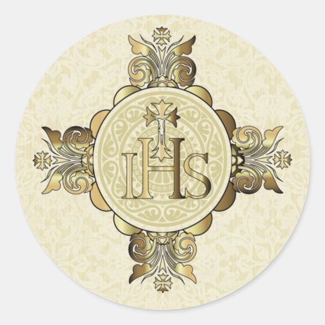 Erste Heilige Kommunion Eucharist auf Altar Runder Aufkleber (Vorderseite)