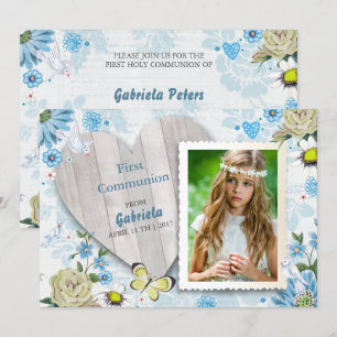 Erste Heilige Kommunion Floral   FOTO Einladung