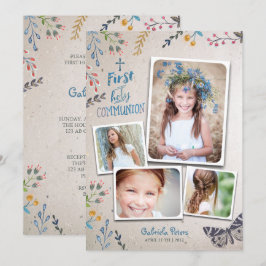 Erste Heilige Kommunion Floral | FOTO Einladung