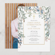 Erste Heilige Kommunion Florale Eleganz Gold Foto