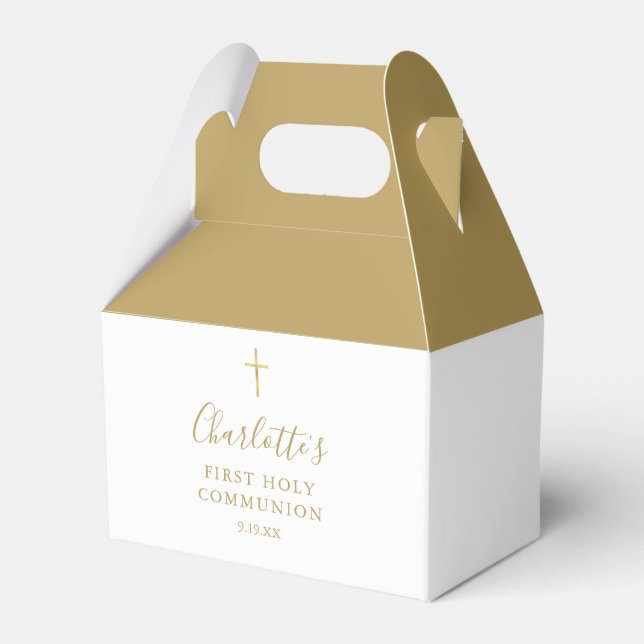 Erste heilige Kommunion Gold Signature Script Geschenkschachtel (Vorderseite)