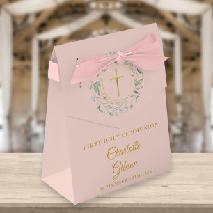 Erste Heilige Kommunion Grün-Girlande Rosa Geschenkschachtel