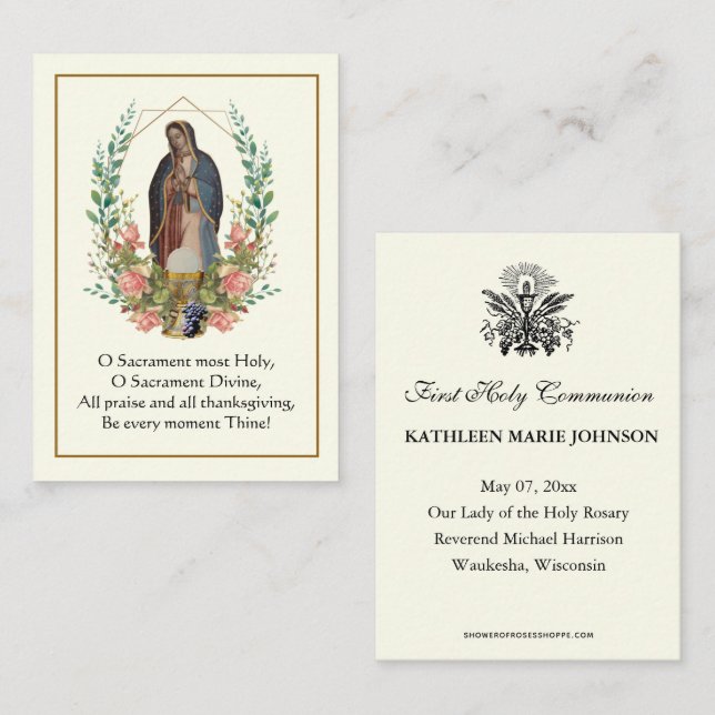 Erste Heilige Kommunion Guadalupe Gebet Visitenkarte (Vorne/Hinten)