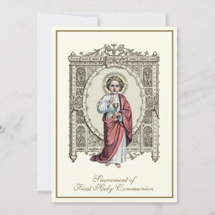 Erste Heilige Kommunion Jesus Eucharistische Rose Einladung