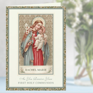 Erste heilige Kommunion Jungfrau Maria Jesus Gebet Karte