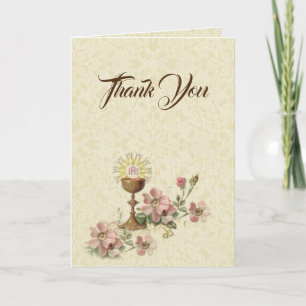 Erste Heilige Kommunion Katholische Blüte Vielen D Dankeskarte