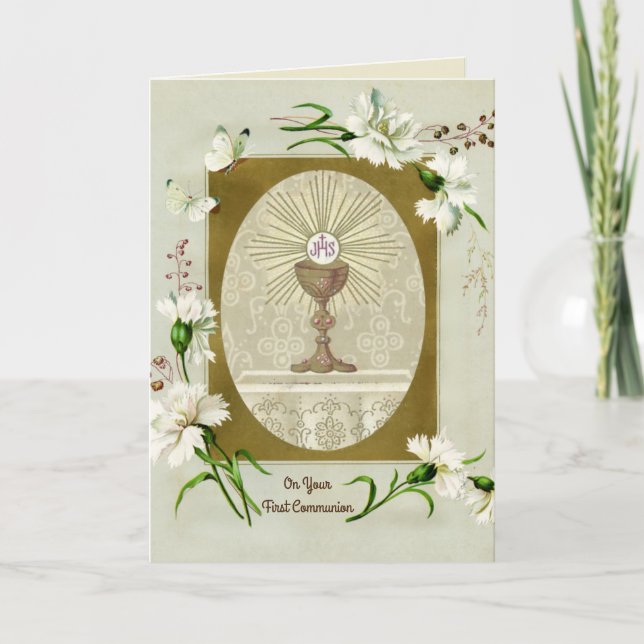 Erste Heilige Kommunion Katholische Tradition Karte (Vorderseite)