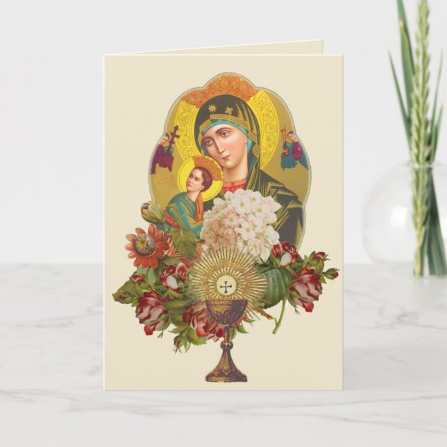 Erste Heilige Kommunion Katholische Tradition Karte (Vorderseite)