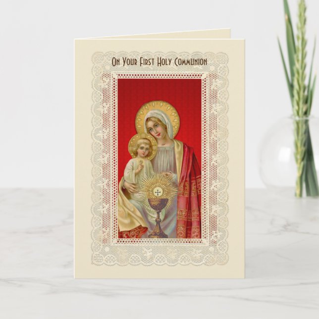 Erste Heilige Kommunion Katholische Tradition Karte (Vorderseite)