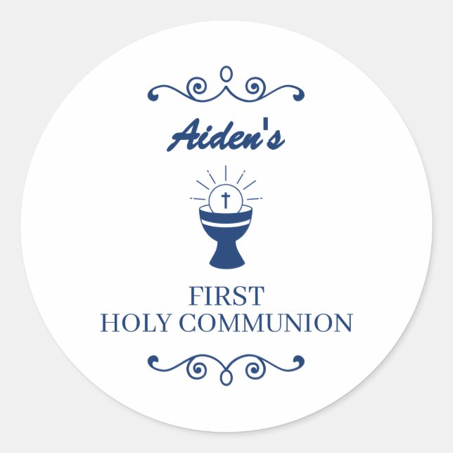 Erste Heilige Kommunion Kelch Aufkleber für Jungen (Vorderseite)