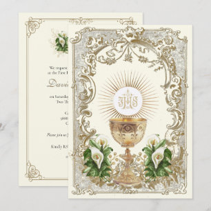 Erste heilige Kommunion Kelch Eucharistie Calla-Li Einladung