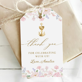 Erste heilige Kommunion Mädchen Pastell Blumen Geschenkanhänger