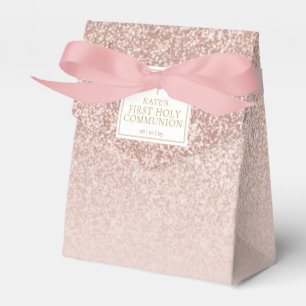 Erste heilige Kommunion Rose Gold Glitter Geschenkschachtel