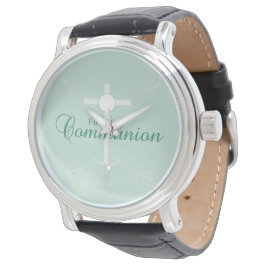 Erste heilige Kommunion, Skript in Soft Green Armbanduhr