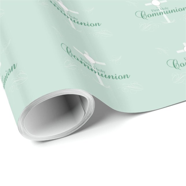 Erste heilige Kommunion, Skript in Soft Green Geschenkpapier (Rolleneckpunkt)