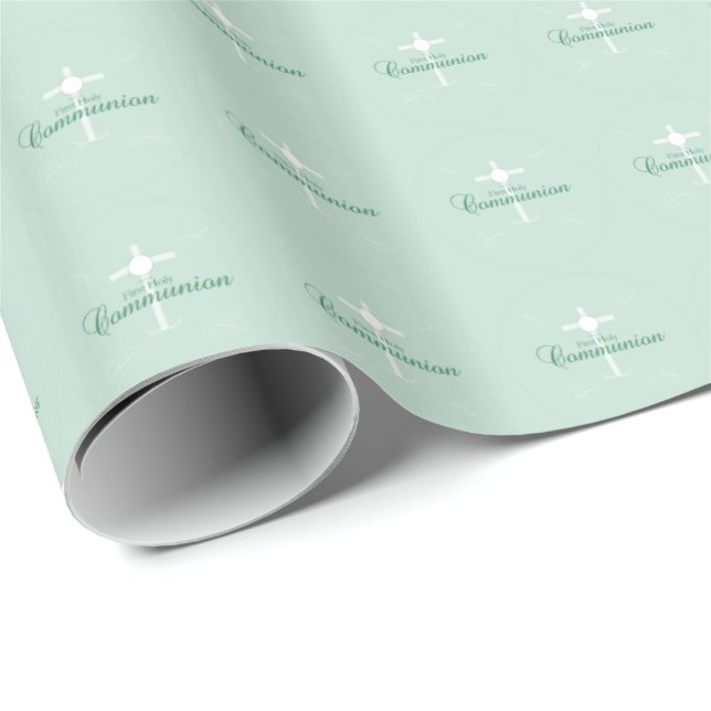 Erste heilige Kommunion, Skript in Soft Green Geschenkpapier (Rolleneckpunkt)