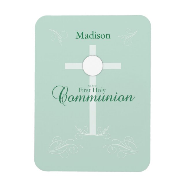 Erste heilige Kommunion, Skript in Soft Green Magnet (Vertikal)