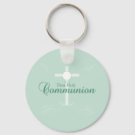 Erste heilige Kommunion, Skript in Soft Green Schlüsselanhänger