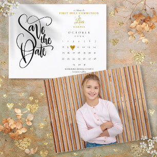 Erste heilige Kommunion Termin Kalender Foto Ankündigungspostkarte