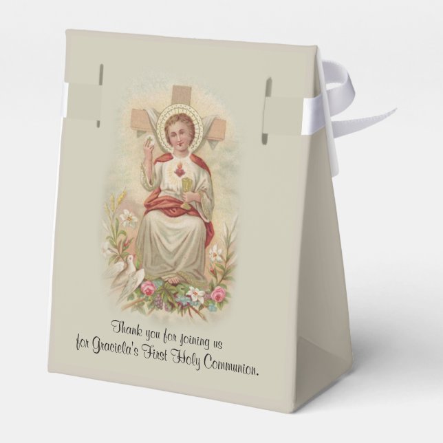 Erste heilige Kommunion Traditionelle Jesuskinder Geschenkschachtel (Rückseite)