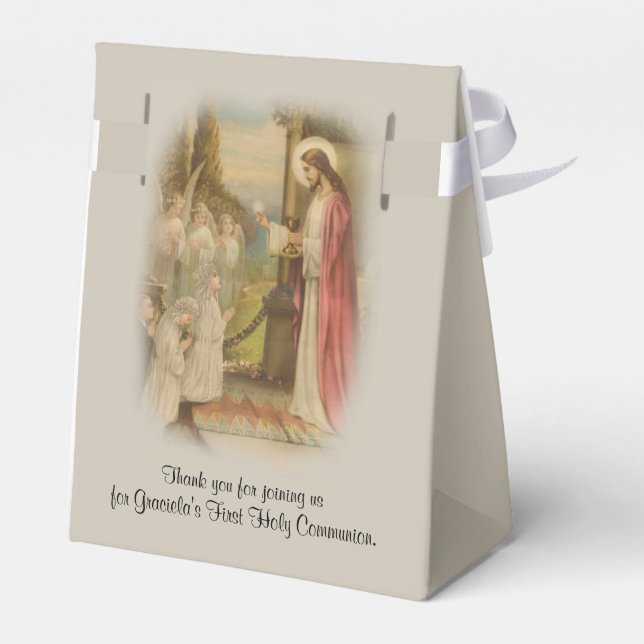Erste heilige Kommunion Traditionelle Jesuskinder Geschenkschachtel (Rückseite)
