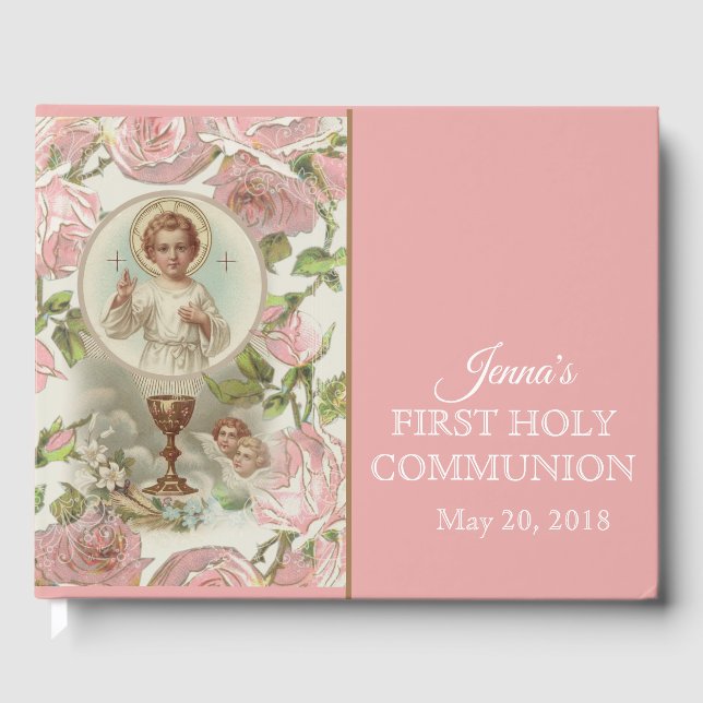 Erste Heilige Kommunion Vintager religiöser Jesus Gästebuch (Vorderseite)