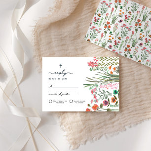 Erste Heilige Kommunion Wildblume RSVP Karte