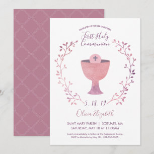 Erste heilige Kommunions-Einladung - Mädchen laden Einladung