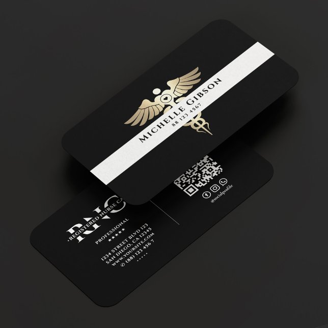 Erste Hilfe medizinische Krankenschwester EMS Cadu Visitenkarte (First Responder Rescue Medical Nurse EMS Caduceus Business Card
)