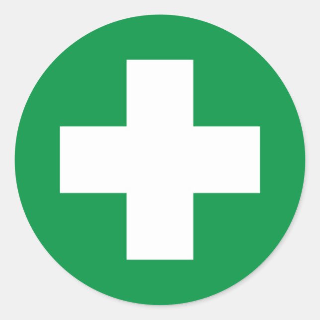 Erste Hilfe Runder Aufkleber (Vorderseite)
