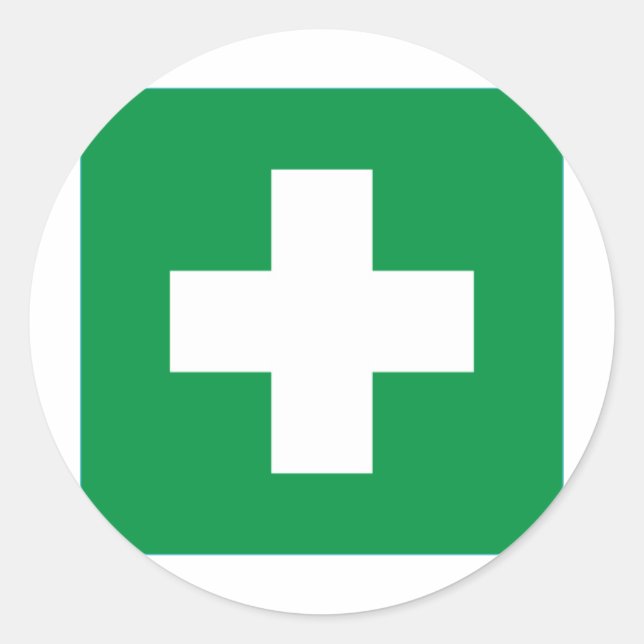 Erste Hilfe Runder Aufkleber (Vorderseite)