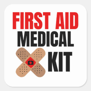 Erste Hilfe und Soforthilfe Quadratischer Aufkleber