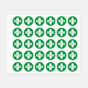 Erste Hilfe (Weißes Kreuz) - Krankenwagen, Hilfe,  Etiketten