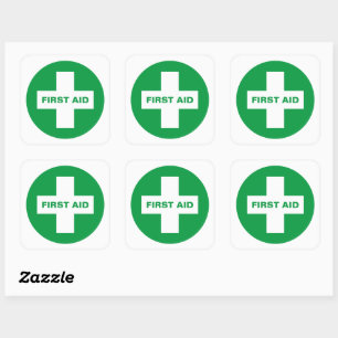 Erste Hilfe (Weißes Kreuz) - Krankenwagen, Hilfe,  Quadratischer Aufkleber