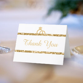 Erste Hochzeit von White & Gold Glitzer Monogram Dankeskarte