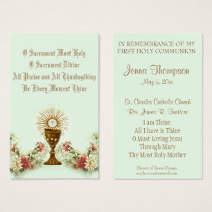 ERSTE HOLY COMMUNION EUCHARIST PRAYER HOLY CARD