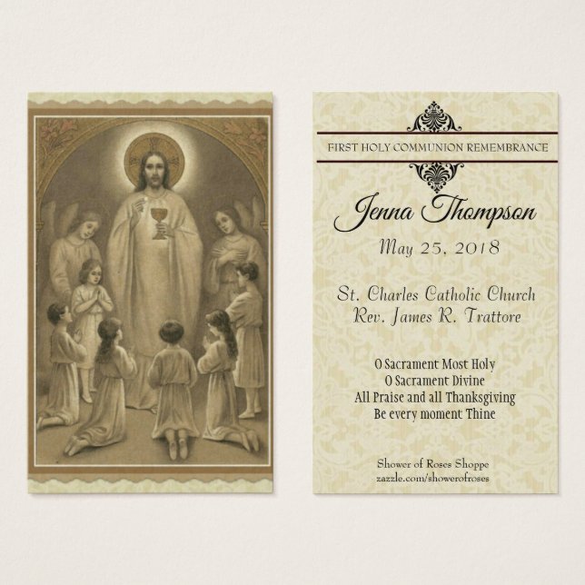 ERSTE HOLY COMMUNION JESUS KINDER HOLY CARD (Vorne & Hinten)