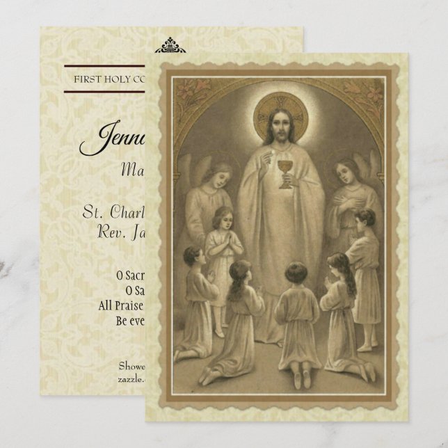 ERSTE HOLY COMMUNION JESUS KINDER HOLY CARD EINLADUNG (Vorne/Hinten)