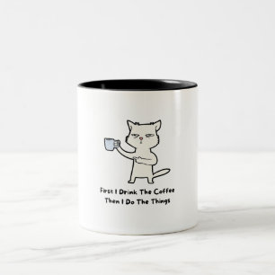 Erste Illustrierte Katze Zweifarbige Tasse