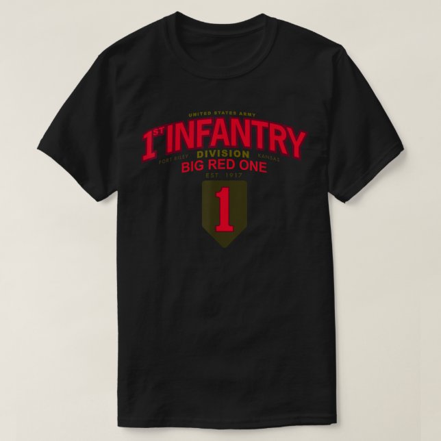 Erste Infanteriedivision - Big Red One, Fort Riley T-Shirt (Design vorne)