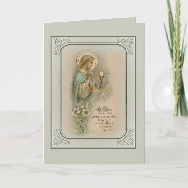 Erste Jungfrau der Heiligen Kommunion Mary Euchari Karte (Vorderseite)
