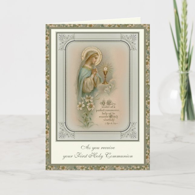 Erste Jungfrau der Heiligen Kommunion Mary Euchari Karte (Vorderseite)