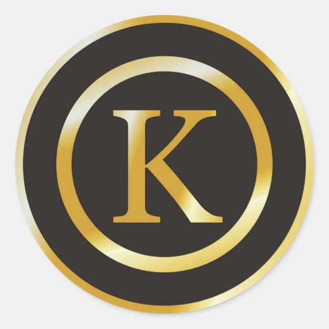 Erste K Gold Monogram Wedding Stickers (Vorderseite)