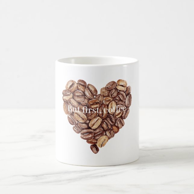 Erste Kaffeebohnen Herz Kaffeetasse (Mittel)