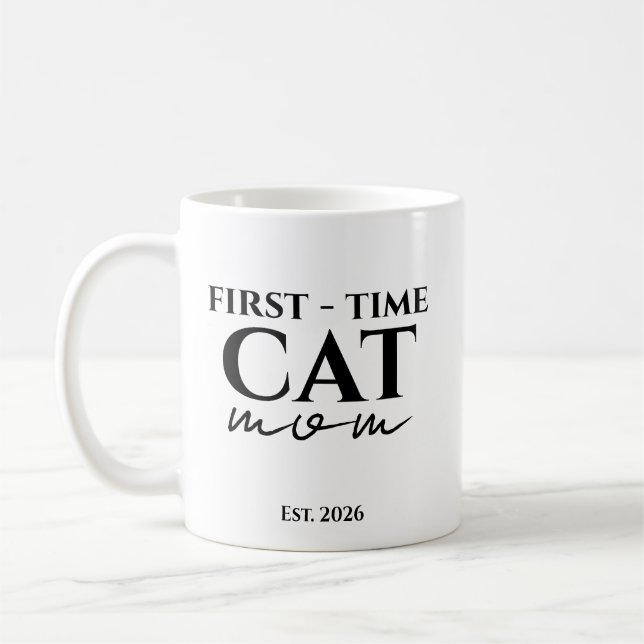Erste Katzenmutter seit Jahr Personalisierter Text Kaffeetasse (Links)